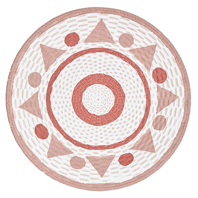 Assiette murale ronde motif g&eacute;om&eacute;trique en mdf