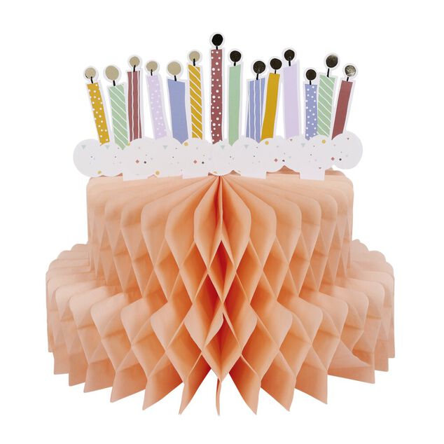 Décoration gâteau anniversaire papier de soie nid d'abeille 27x30cm