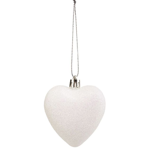 Suspension de No&euml;l Coeur blanc et transparent H7cm X6