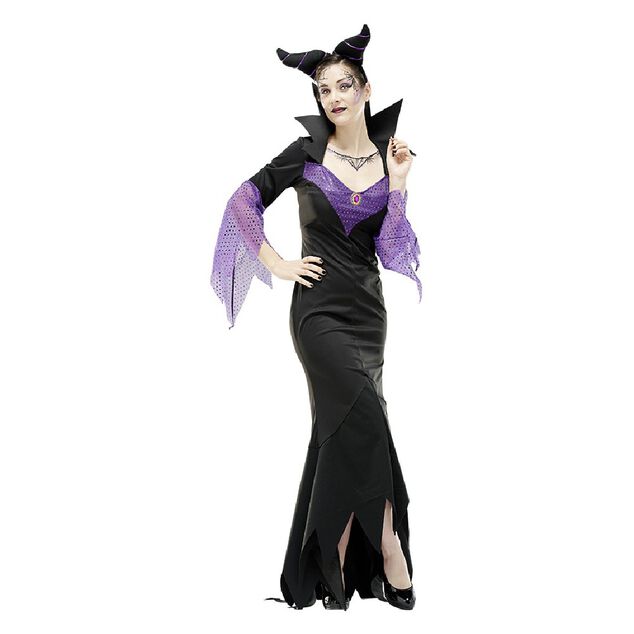 D&eacute;guisement adulte Halloween reine mal&eacute;fique noir violet  taille L