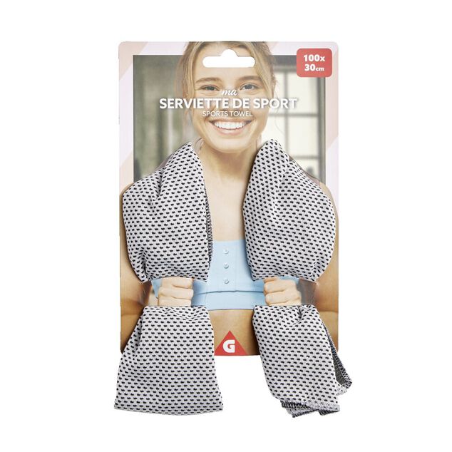 Serviette de sport grise 100x30cm polyester