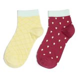 Chaussettes basses d&eacute;pareill&eacute;es motif rouge/jaune - T36/40