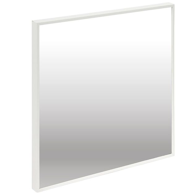 Miroir carr&eacute; bord fin bois et verre blanc 30x30cm