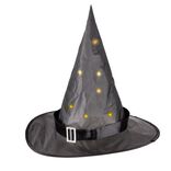 Chapeau Halloween lumineux LED sorci&egrave;re noir &Oslash;33xH30cm