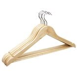 Lot de 5 cintres en bois beige avec crochet m&eacute;tal