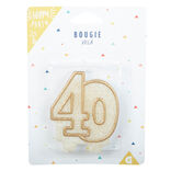 Bougie anniversaire chiffre 40 dor&eacute; paillet&eacute;