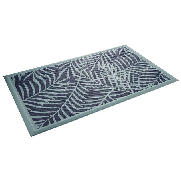 Tapis d'ext&eacute;rieur imprim&eacute; feuillage vert et bleu 75x45 cm