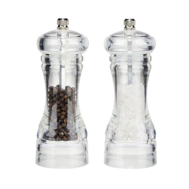 Moulin &agrave; sel et poivre x2 plastique transparent &Oslash;5xH14cm