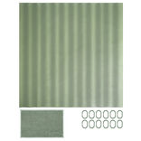 Rideau de douche avec anneaux et tapis salle de bain chenille (2 mod&egrave;les gris ou vert)
