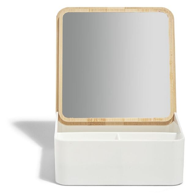 Bo&icirc;te &agrave; bijoux rectangulaire avec miroir 14,6x14,6xH5,6cm