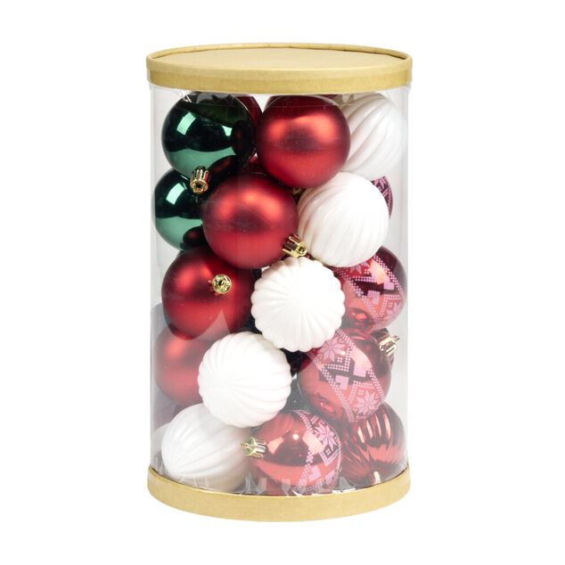 Boule de No&euml;l x25 traditionnelle &Oslash;6.5cm