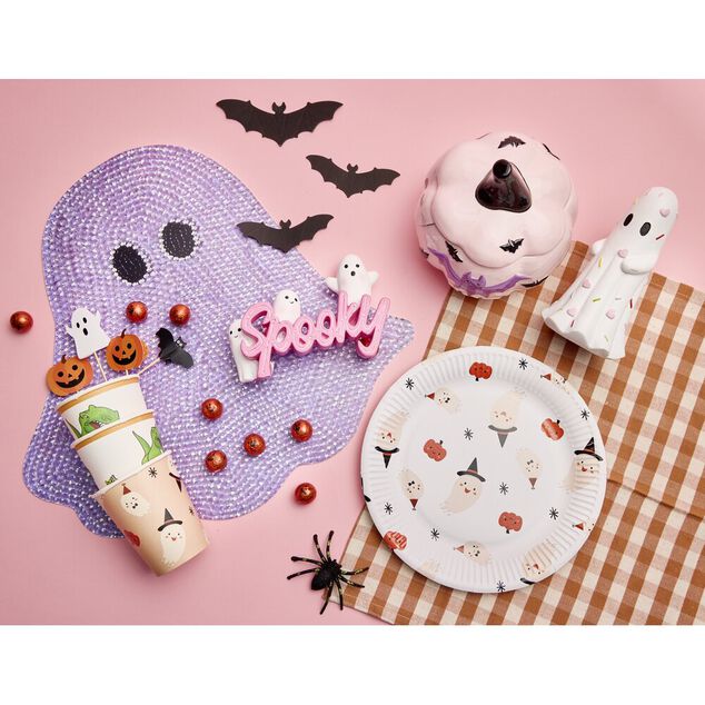 Gobelet carton x8 Halloween fant&ocirc;me mignon 250ml