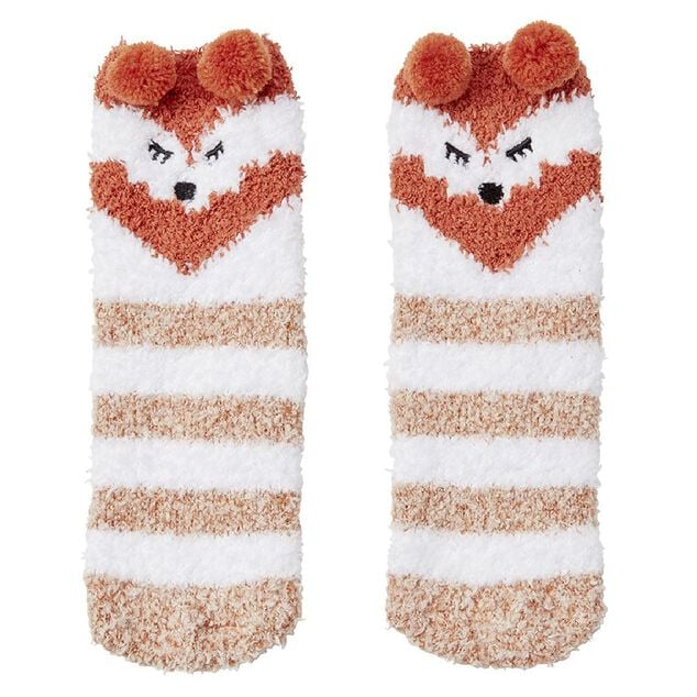 Coffret chaussettes en maille doudou motif ray&eacute; beige marron