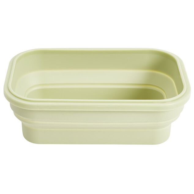 Lunch box r&eacute;tractable 1L avec 2 couverts plastique et silicone vert