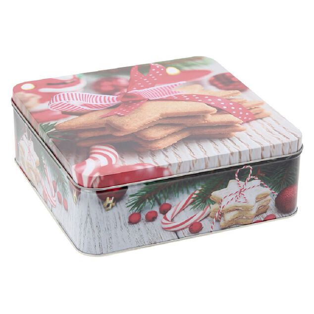 Bo&icirc;te carr&eacute;e en m&eacute;tal pour g&acirc;teaux de No&euml;l