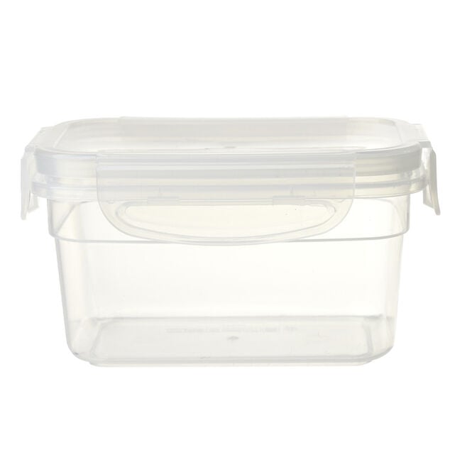 Bo&icirc;te alimentaire rectangulaire plastique transparent 18,5x9,5xH6cm