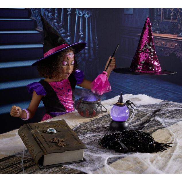 Chapeau Halloween enfant sorci&egrave;re paillet&eacute; &Oslash;35cm (2 mod&egrave;les)