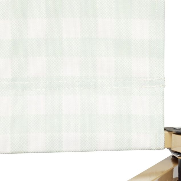Chaise de camping pliable bambou et toile quadrill&eacute;e vert et blanc 54x38xH62cm