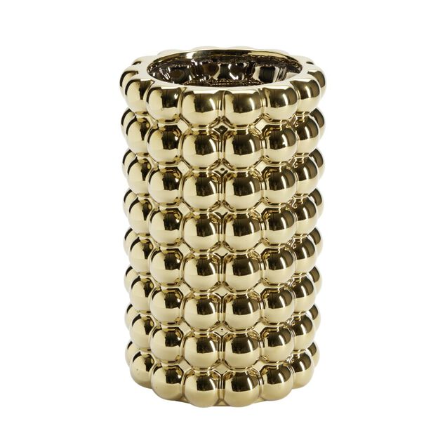 Vase bubble en c&eacute;ramique m&eacute;tallis&eacute;e dor&eacute; ou argent&eacute; &Oslash;16xH24,5cm (2 mod&egrave;les)