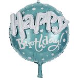 Ballon alu anniversaire Happy Birthday doré ou bleu Ø45cm