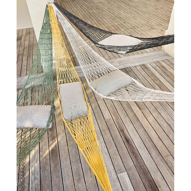 Hamac filet &agrave; suspendre Chypre 1 personne polycoton L275xl100cm