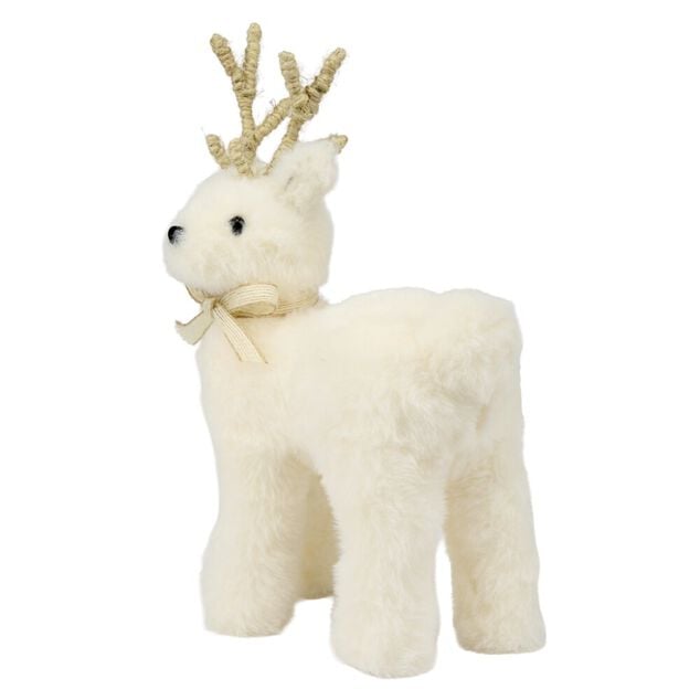 Renne de No&euml;l &agrave; poser effet fourrure H25cm (2 mod&egrave;les)