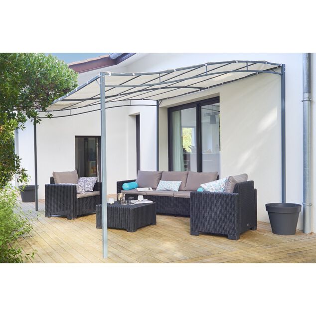 Tonnelle murale rectangulaire Lady gris et blanc &eacute;cru UPF50+ 395x290xH240cm 11,45m&sup2;