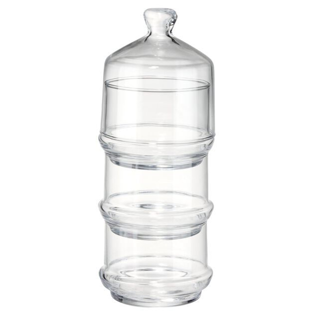 Bonbonni&egrave;re x3 empilable en verre transparent &Oslash;9,5xH29cm
