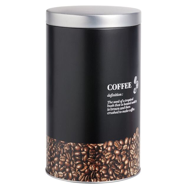 Bo&icirc;te pour grains de caf&eacute; en m&eacute;tal - &Oslash;10,8xH18,5cm