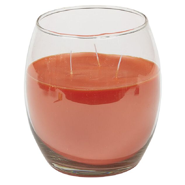Bougie dans verre orange &Oslash;14 cm