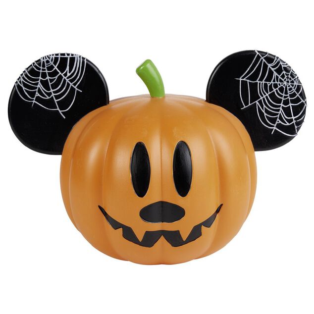 Citrouille Disney Mickey &agrave; LED orange et noir L30xH18cm - grand mod&egrave;le