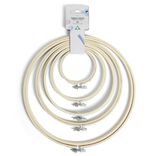 Lot de 5 tambours &agrave; broder diff&eacute;rents diam&egrave;tres bambou beige