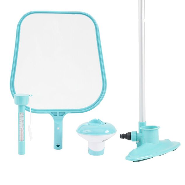 Kit d'entretien piscine Aquaway 5 accessoires plastique et aluminium