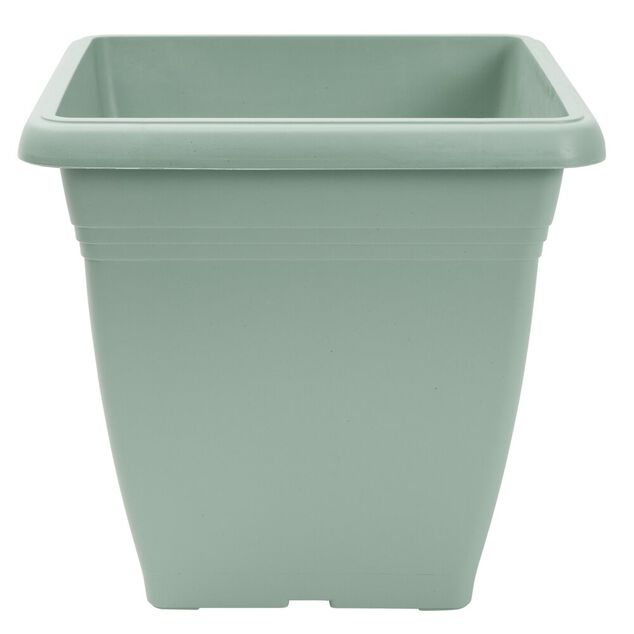 Pot de fleur carr&eacute; 17L plastique vert laurier 32x32xH30cm
