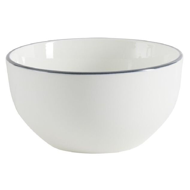 Bol porcelaine blanc liseré gris Ø15xH7cm