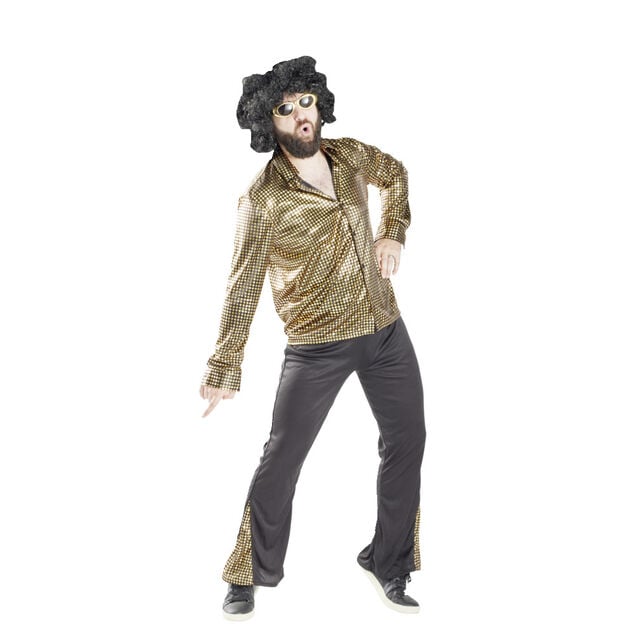 Déguisement homme disco noir et doré pour homme 2 pièces Taille unique