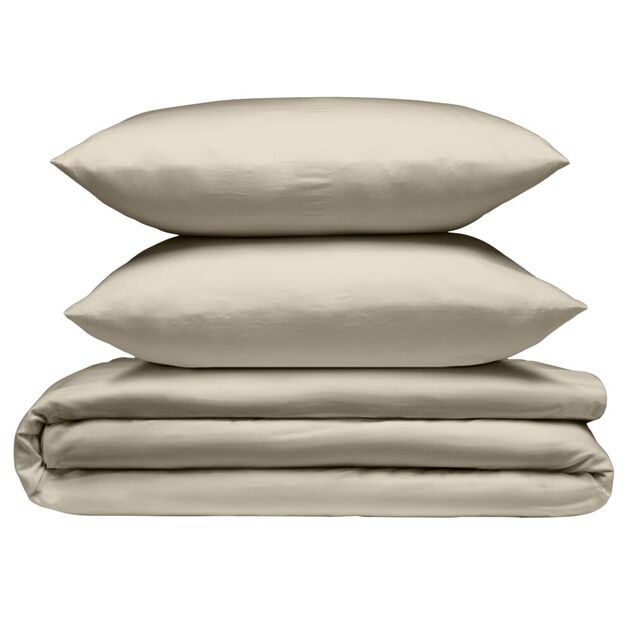 Parure de lit 2 personnes 240x220cm avec 2  taies polyester uni taupe