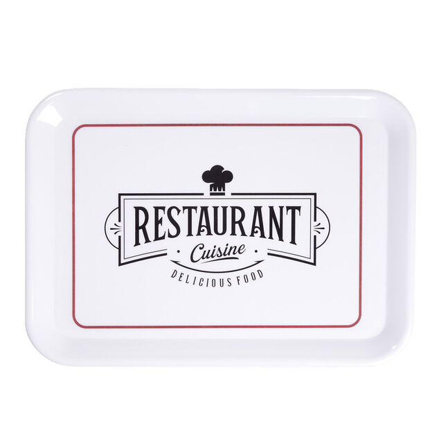 Plateau rectangulaire brasserie "restaurant cuisine" blanc 27x38cm