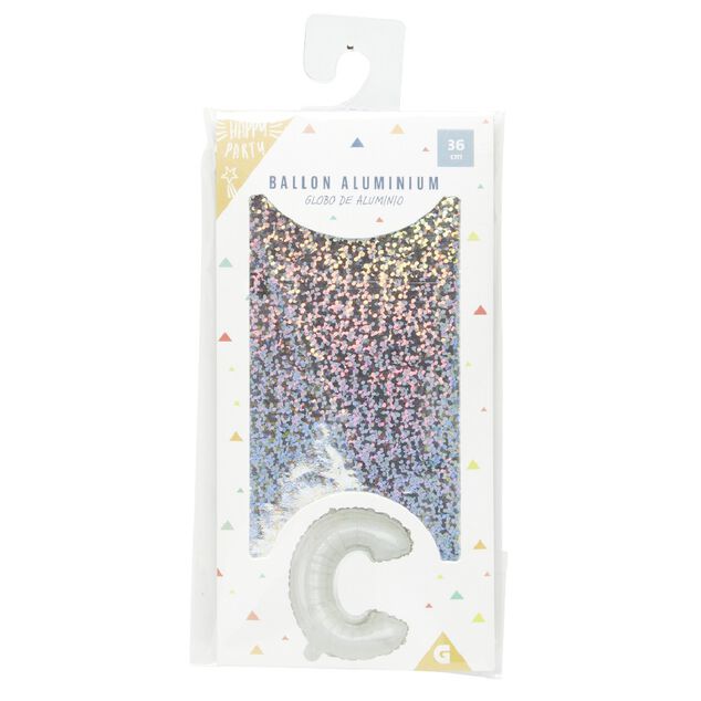 Ballon forme lettre C aluminium (2 modèles doré ou argenté)