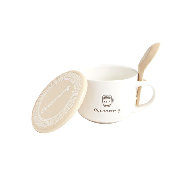 Bol jumbo 62cl avec cuill&egrave;re et couvercle cocooning