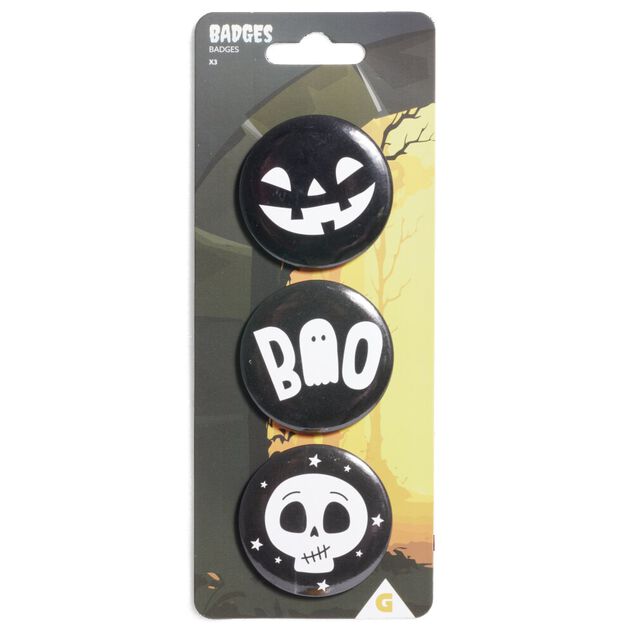 Lot de 3 badges Halloween