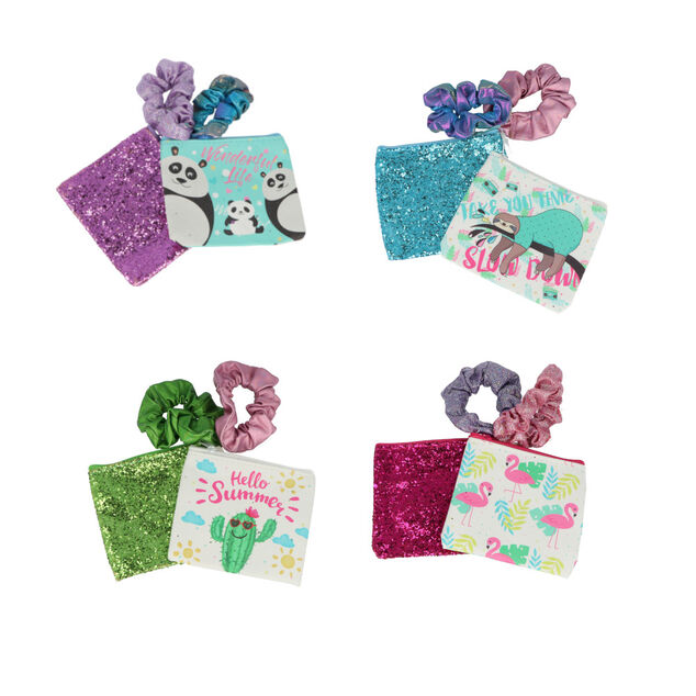 Pochette à cosmétique x2 + Élastique assorti x2