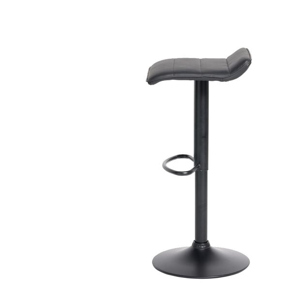 Tabouret de bar Majestik assise carrée simili noir et pied métal réglable H84cm