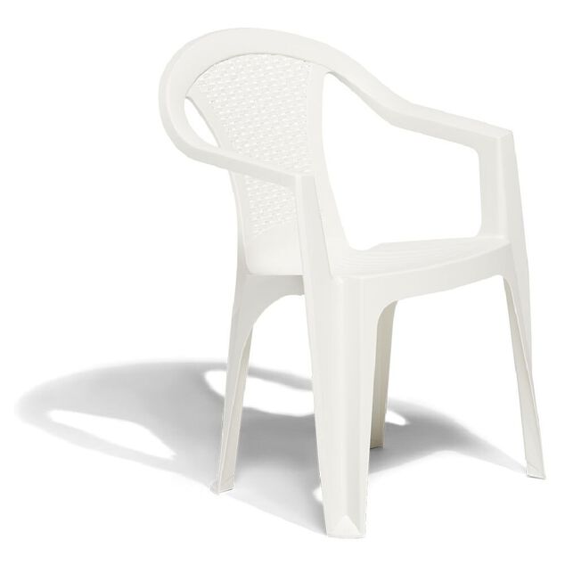 Fauteuil de jardin monobloc Viva plastique dossier tressé blanc 53xP56xH80cm