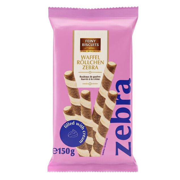 Gaufrettes roul&eacute;es fourr&eacute;s cr&egrave;me lait 150gr