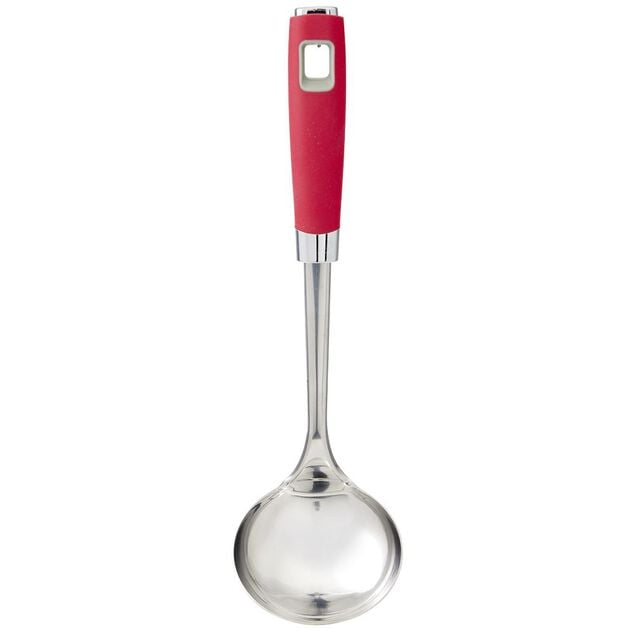 Louche inox manche en polypropyl&egrave;ne rouge