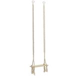 Balan&ccedil;oire Bali bois avec corde blanc cr&egrave;me 55x20xH220cm