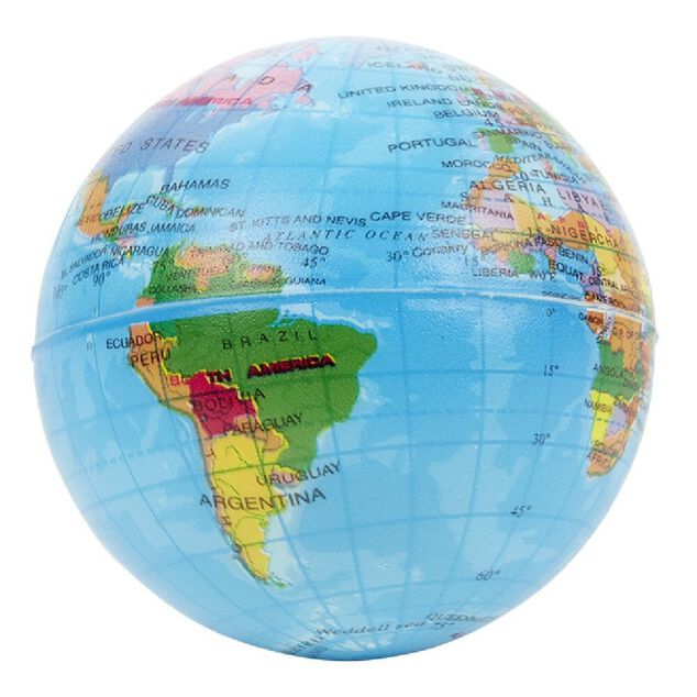 Balle anti stress globe terrestre