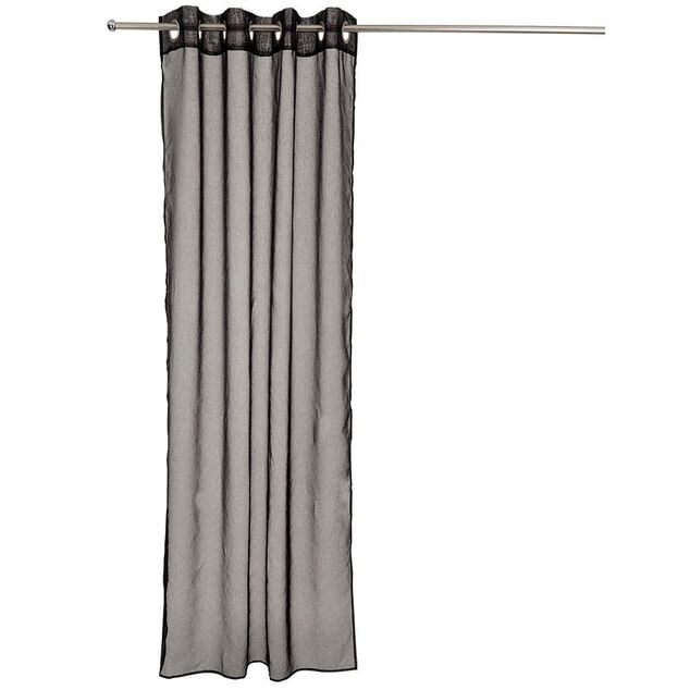Voilage &agrave; oeillets noir uni 100% polyester 140x240cm