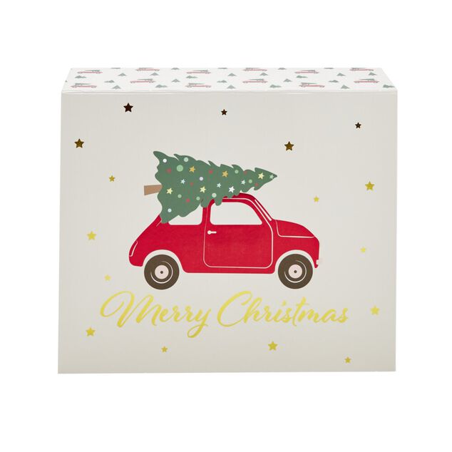 Boîte cadeau Noël pliable fermeture magnétique Merry Christmas sapin 30x35cm